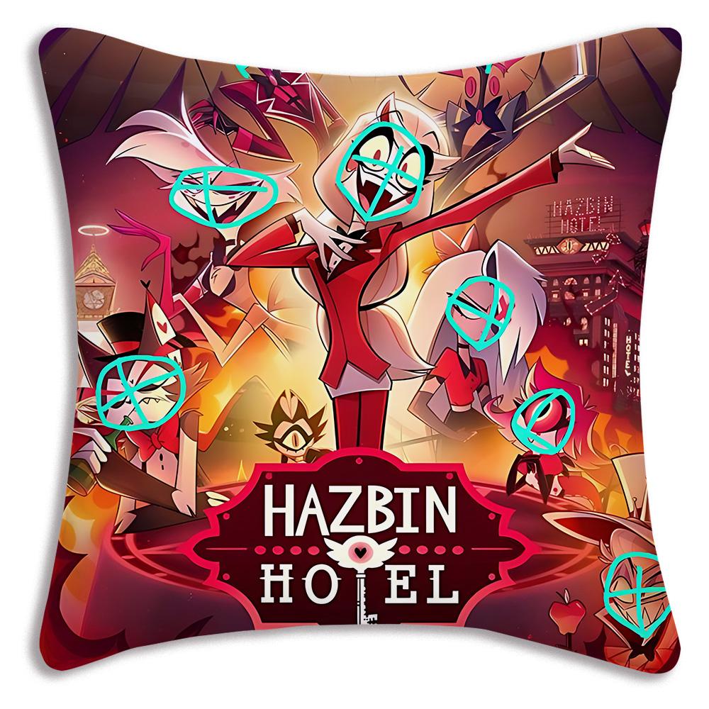 Anime H-Hazbins H-Hotel Pillow Covers Cartoon Sofa Decorative Home Double-sided Printing Short Plush Cute Cushion Cover