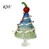Miniature Xmas Tree Figurine Glazed Christmas Figurine, Colorful Decor, Handcrafted Glass Craft for Display Table Centerpiece Home Office Holiday