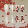 Thanksgiving Press On Nail Maple Leaf Designed False Nail Acrylic Nail Full Cover Stick On Nail 24pcs for Festive
