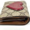 Gucci 648848 Heart Logo Compact Wallet Folded Wallet GG Supreme Canvas Beige/Red