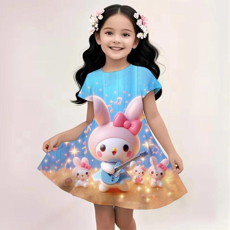 Sanrio New Summer Girls Dress Hello Kitty 3D Printed Fashionable Cartoon Cute 110