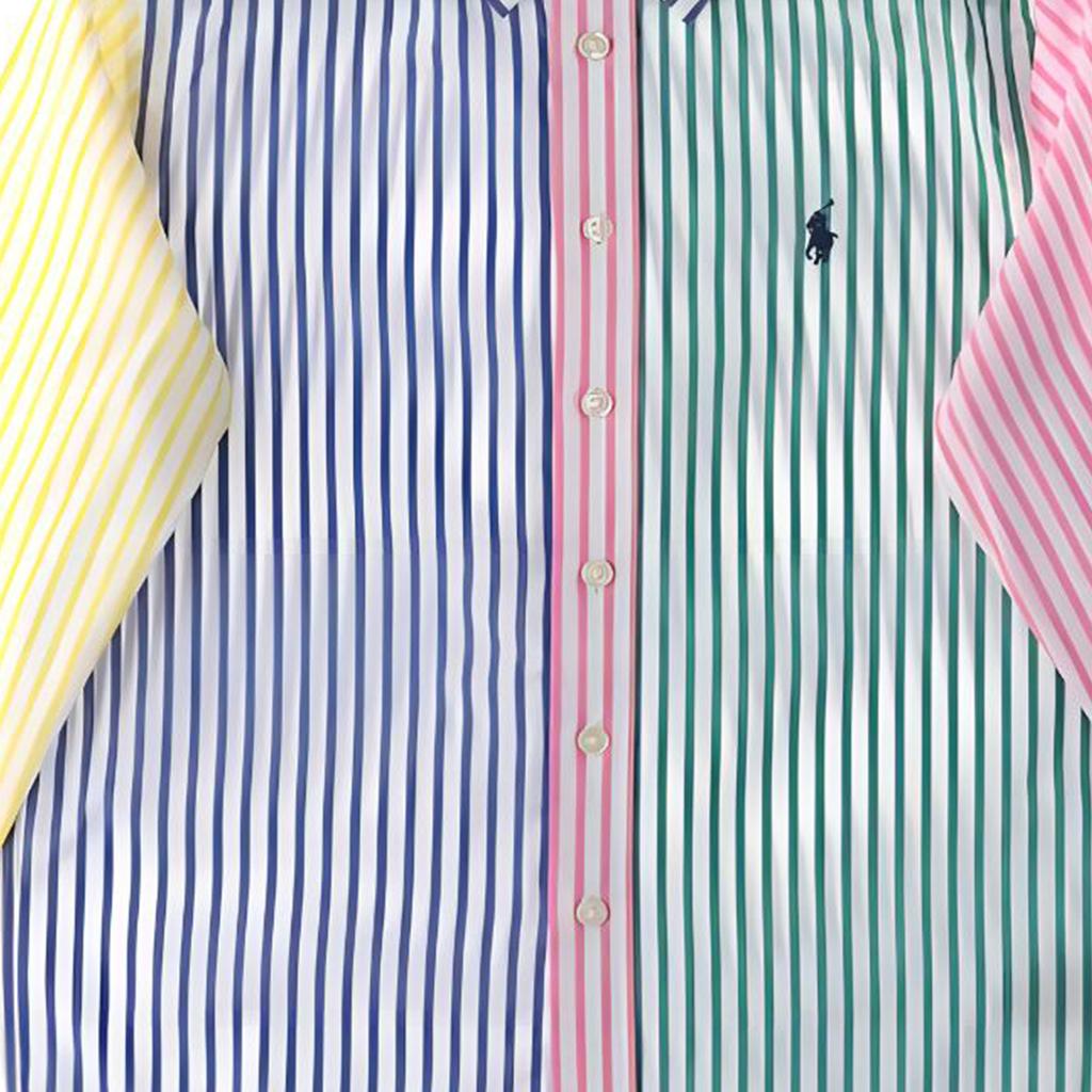 Košeľa Polo Ralph Lauren SS24 Pruhovaná Slim Fit Gombíky Dlhé rukávy Detské košele Viacfarebná 323934849-001