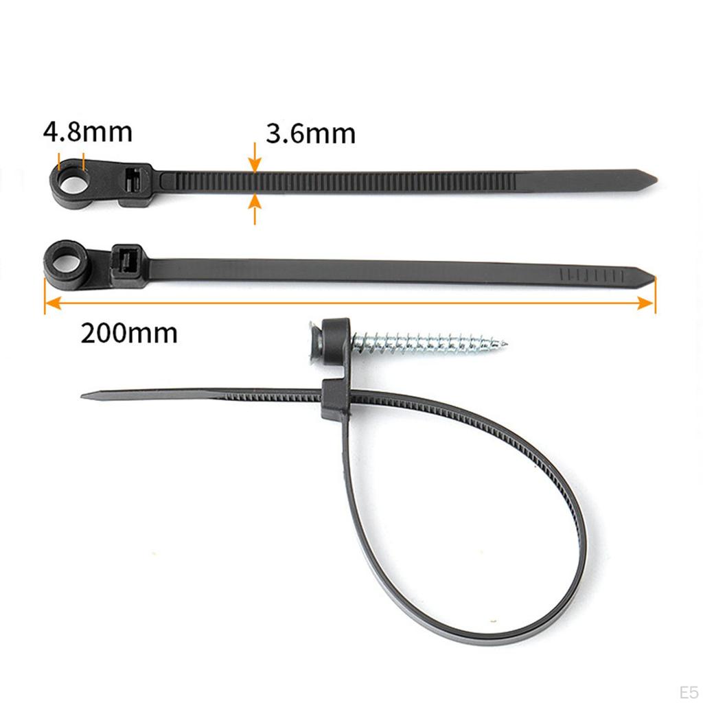 100 Stück Nylon-Kabelbinder, selbstsichernd, mit Schraubenlöchern, Zubehör, flexibel, schwarze Farbe für Kabel und