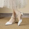 Heeled Sandals Baotou Sandals Women's New Bow High Heels Hollow Pointed Sandals Women Shoes Heels for Ladies