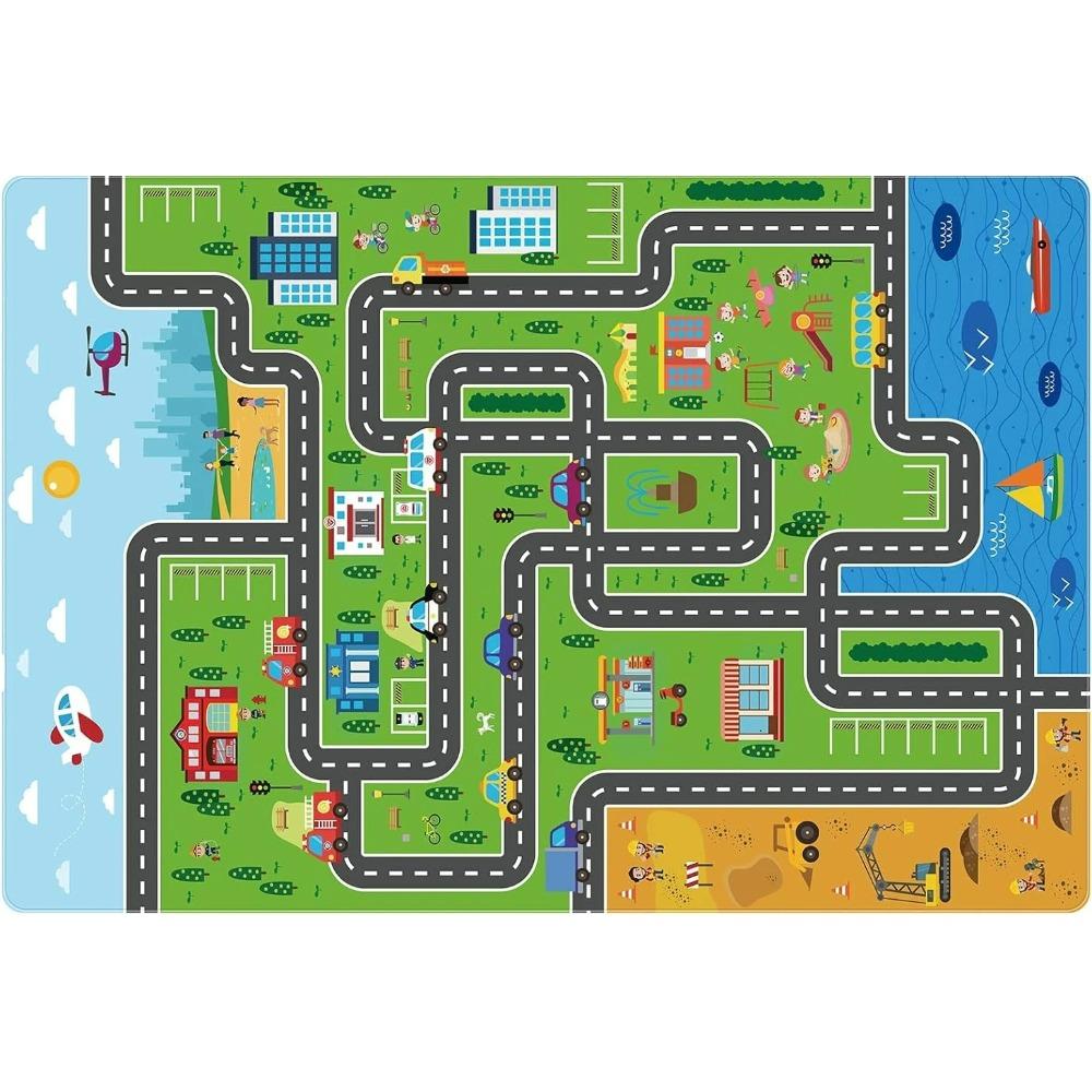 Playful City Traffic Route Carpet Interactive Rug Living Room Bedroom Rug Kid Playmat Parent-child Activity Rug Christmas Gifts