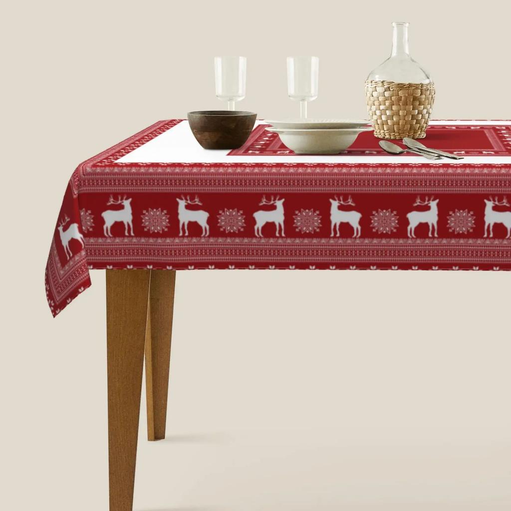 Merry Christmas Elk Rectangle Tablecloth Party Table Decor Winter Xmas Waterproof Tablecloth for Holiday Christmas Decorations