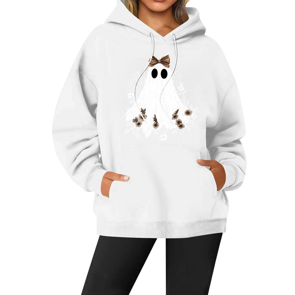 Women's Casual Fashion Solid Color Rugby Print Long Sleeve Hooded Sweatshirt Top