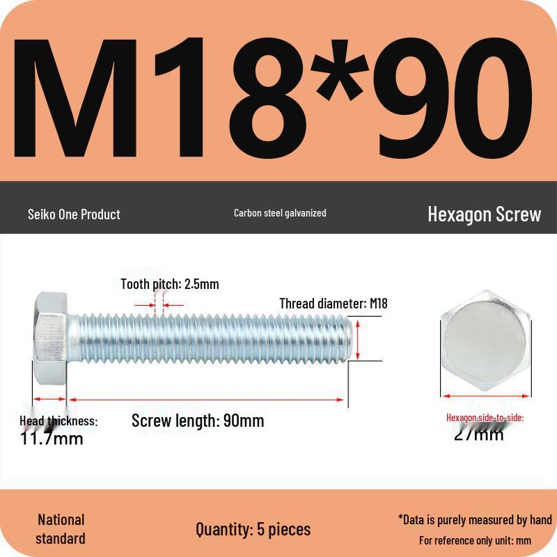 8.8 Grade Galvanized Hex Head Bolt, High-Strength M4-M30