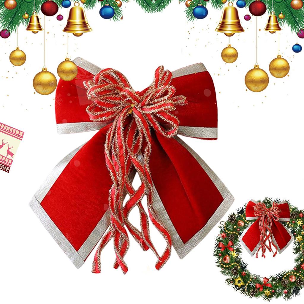 Christmas Bow Ornaments Xmas Tree Velvet Craft Bowknot Xmas Wreath Garland Decorative Ribbon Bows Christmas Decoration