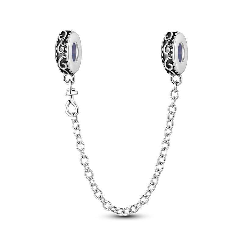 Sparkling Clear Copper Safety Chain Copper Safety Chain Charm Beads Fit Original Pandora Bracelet Diy Jewelry