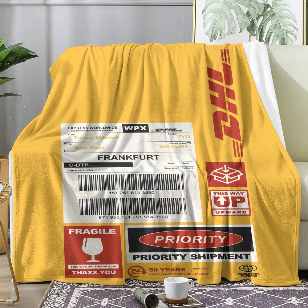 Logo D-DHL-S Throw Soft Flannel Throw Blanket, Lightweight Breathable Summer Nap Blanket For Sofa Home Travel Cozy Decor 75X95CM