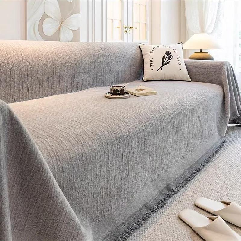 Cream Wind Sofa Blanket Towel Four Seasons Universal Chenille Non Slip Sofa Mat Anti Cat Scratch Integrated  Couch Cover Carpet