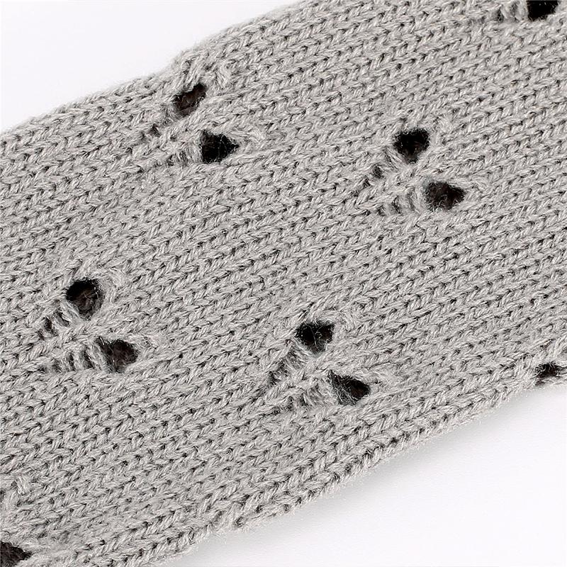 1Pair Fingerless Gloves Half-Finger Hollow Heart Soft Flexible Wool Warm Solid Color Knitted Cold-proof