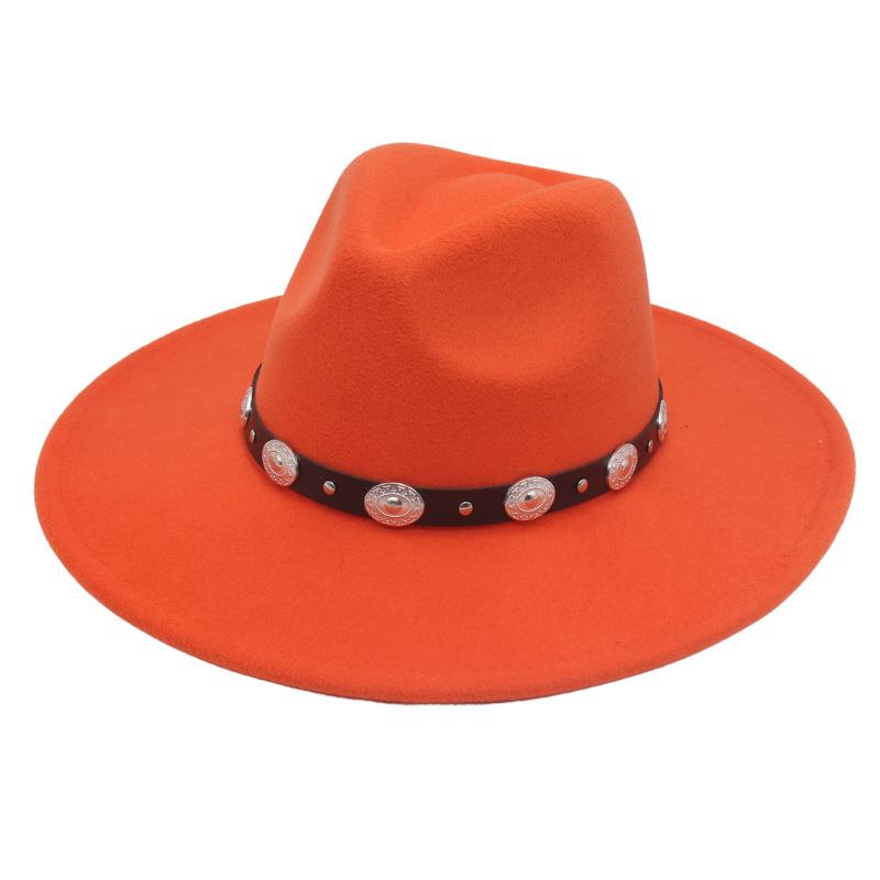 Plus Edge Felt Top Hat Jazz Hat Gentleman Ladies Wind Metal Sheet Hat