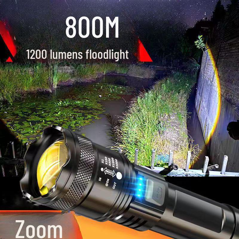 Rechargeable LED Flashlight: Portable, Long Battery Life, Focusing Zoom for Outdoor Patrols