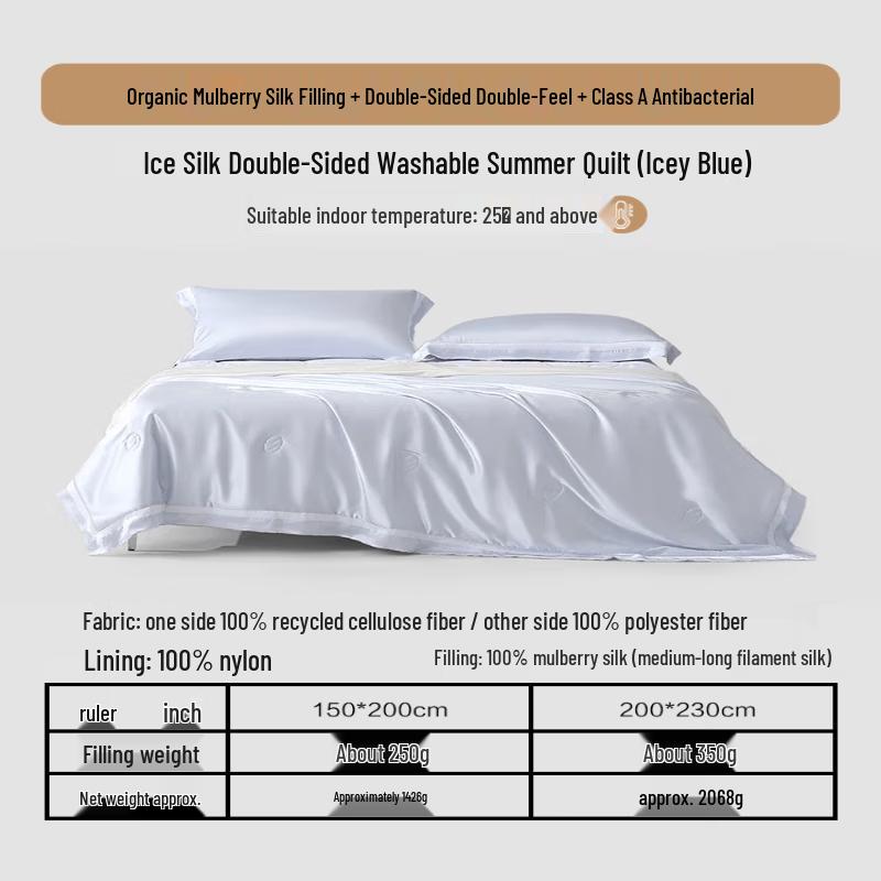 Mercury Cooling Silk Quilt - Machine Washable Summer Bedding 150cm x 200cm