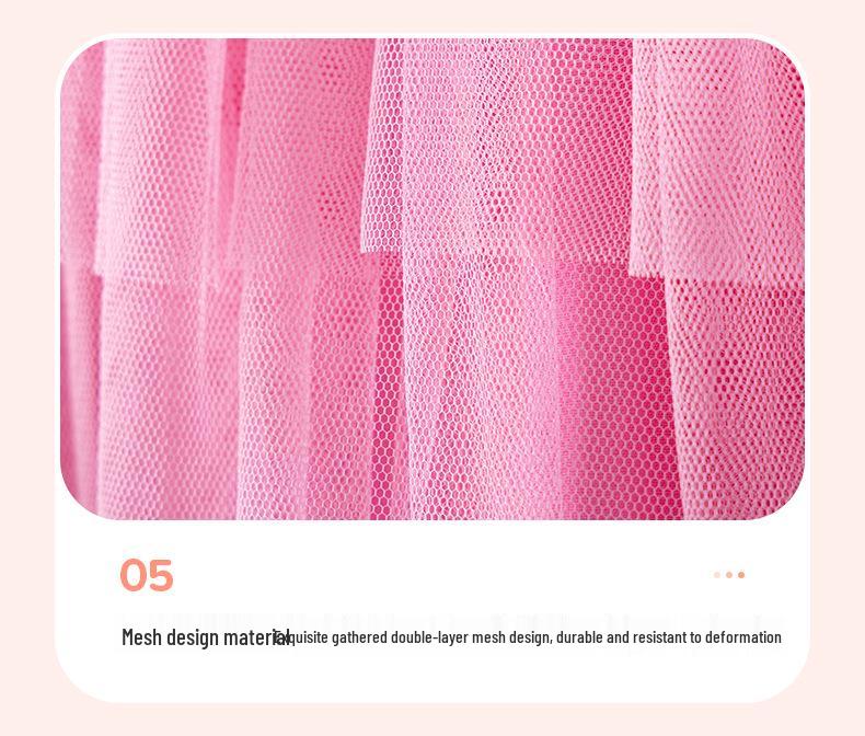 Little Maven Girls' Summer Short-Sleeve Mesh Dress - European and American Style