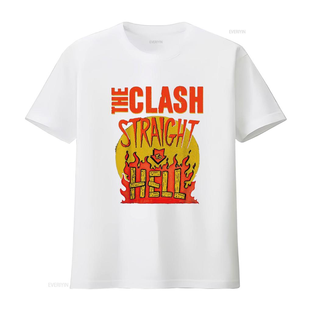 The Clash Straight To Hell T-Shirt vintage gewaschen Vielseitig Stilvoll Designer-Kleidung Leicht lässig Weich für Männer Unisex