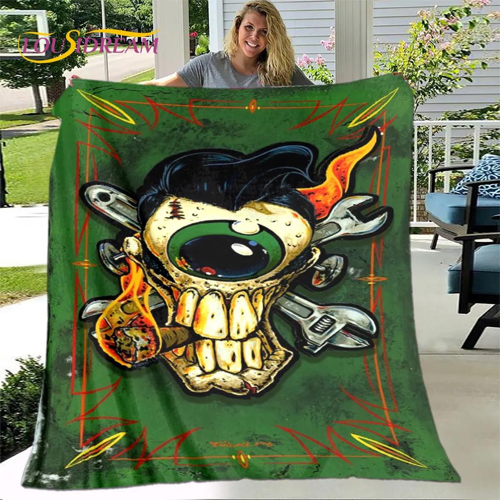 Funny Rat Fink Cartoon Soft Plush Blanket,Flannel Blanket Throw Blanket for Living Room Bedroom Bed Sofa Picnic Cover Bettdecke