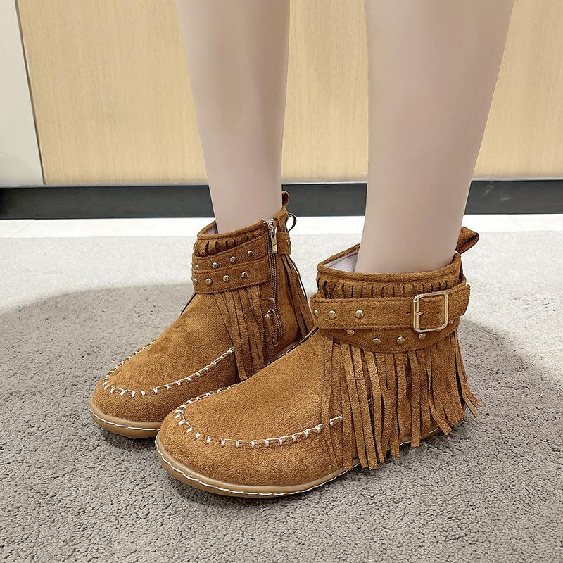 Retro Fringed Flat Boots