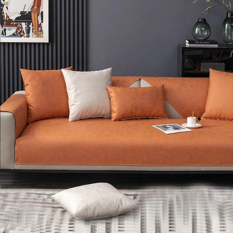 Wodoodporna Mata na Sofę na Cały Sezon Jednolity Kolor Antypoślizgowa Salon Nieprzywierająca Wełna Odporna na Zadrapania Kota Pokrowiec na Sofę