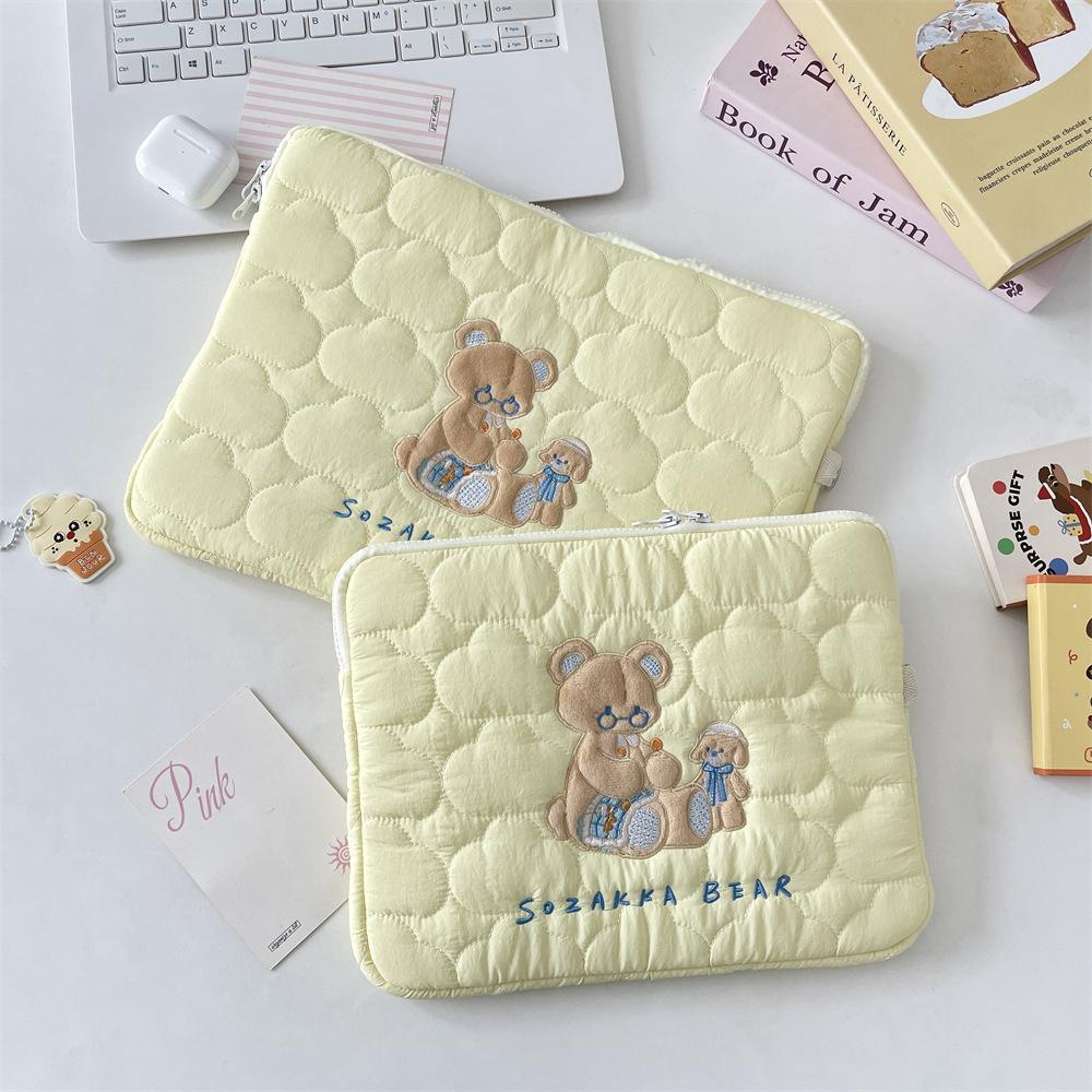 2 Soft Cloud Cartoon Embroidery Tablet Bag/1 Inch Notebook Storage Bag