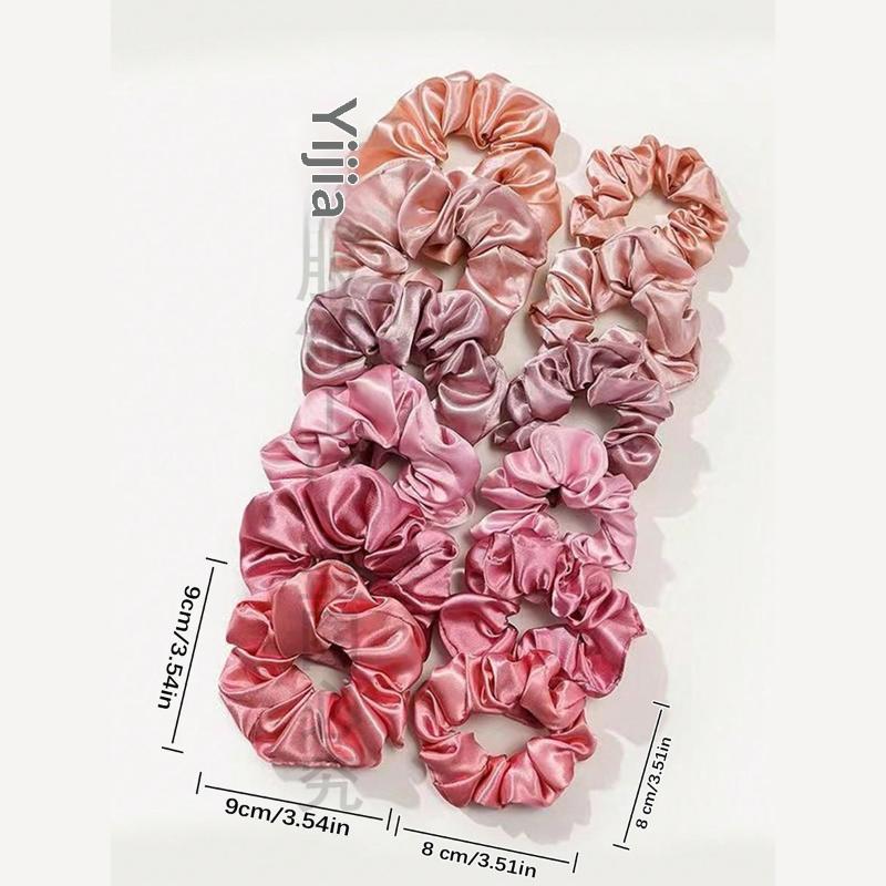 12Pcs Soft Simple Solid Color Hair Ties Korean Style Satin Scrunchie Suitable For Wearing In All Settings Hair Accessories
