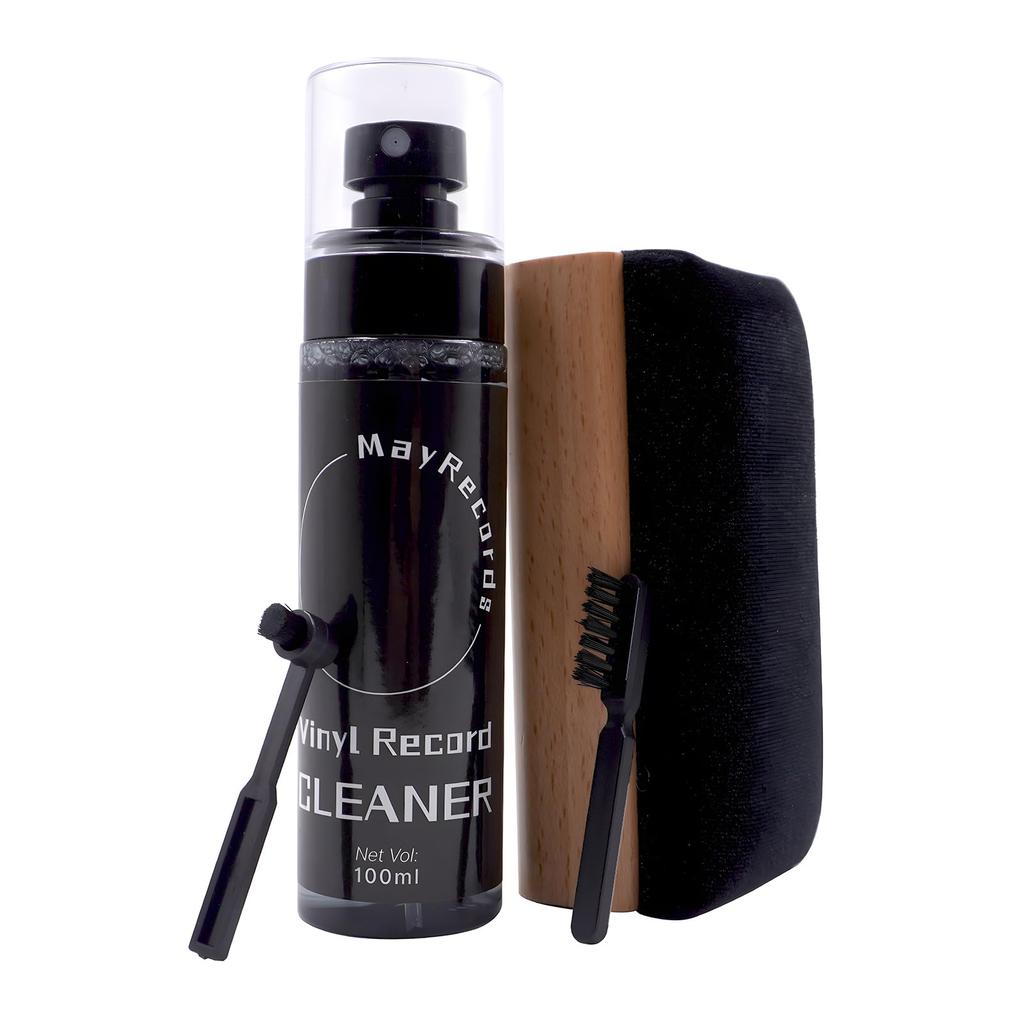 MayRecords Record Cleaning Static Wooden Velvet 100ml Record Cleaning Stylus and Auxiliary Includes a Convenient Storage Pouch 4-Piece Set, Removal,