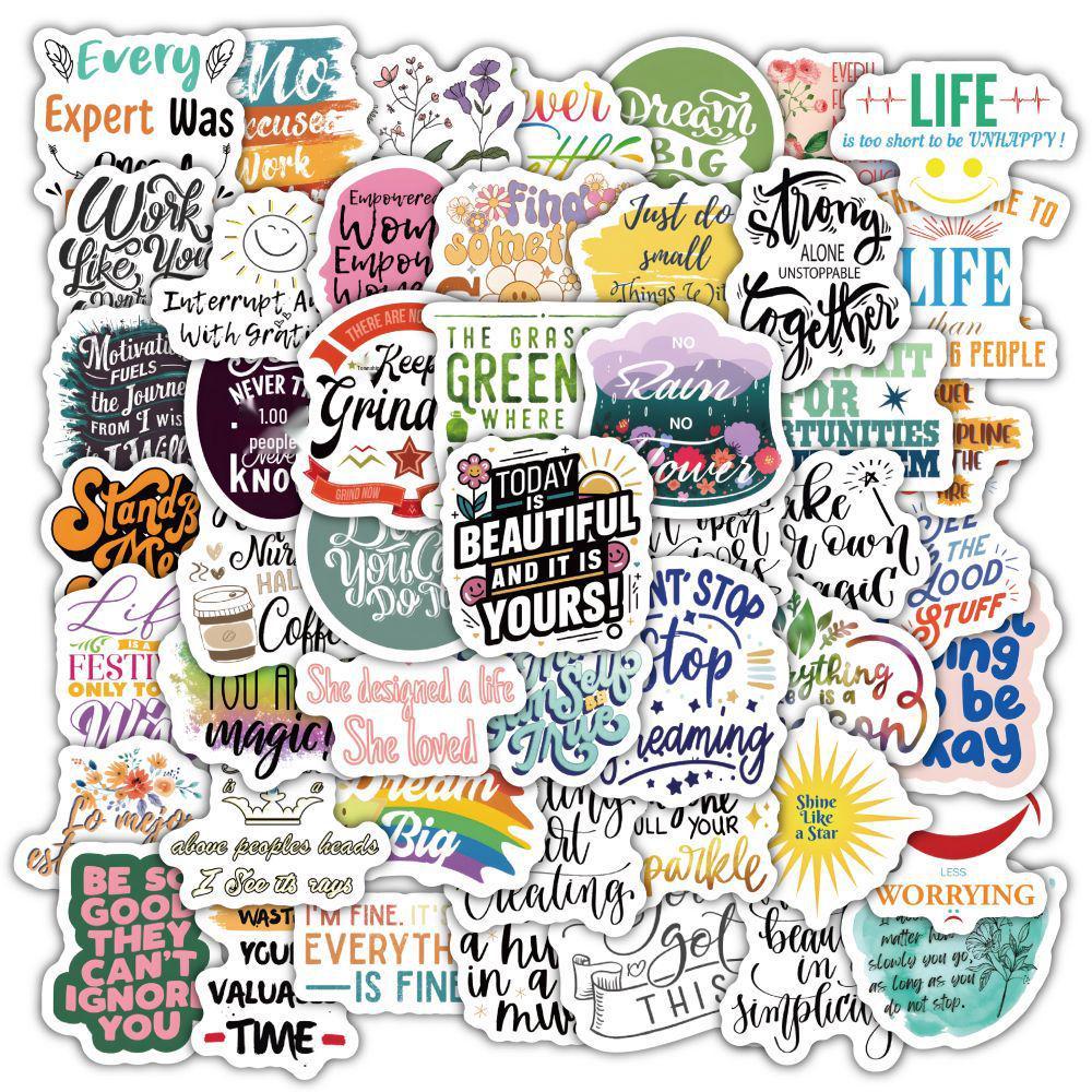 60 English Inspirational Quote Stickers: Positive Energy for Journals & Desks