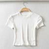 Women Casual Crop Top Summer Slim Fit Stretchy Solid Color Short Sleeve Waist Exposed Soft Breathable Lady T-shirt