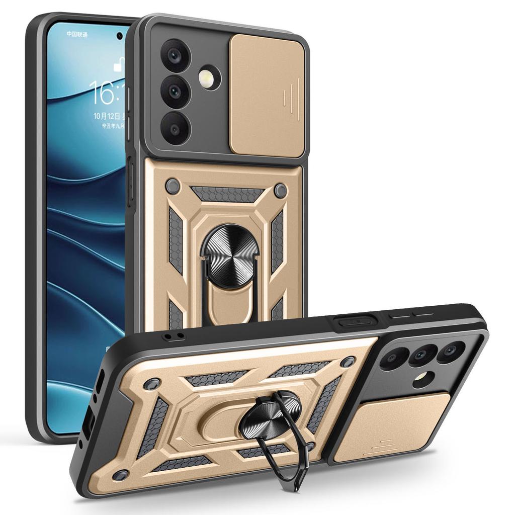 AMORUS Für Samsung Galaxy A26 5G Hülle Ständer PC+TPU Handyhülle mit Kameraobjektivschieber