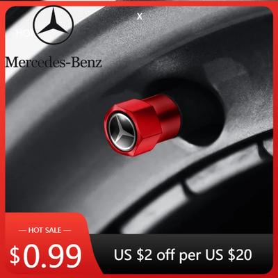 Car Sticker For Benz AMG 4pcs Car Wheel Tire Valve Caps Stem Case With Logo Auto Styling for Mercedes Benz W211 W204 W210 W203 C