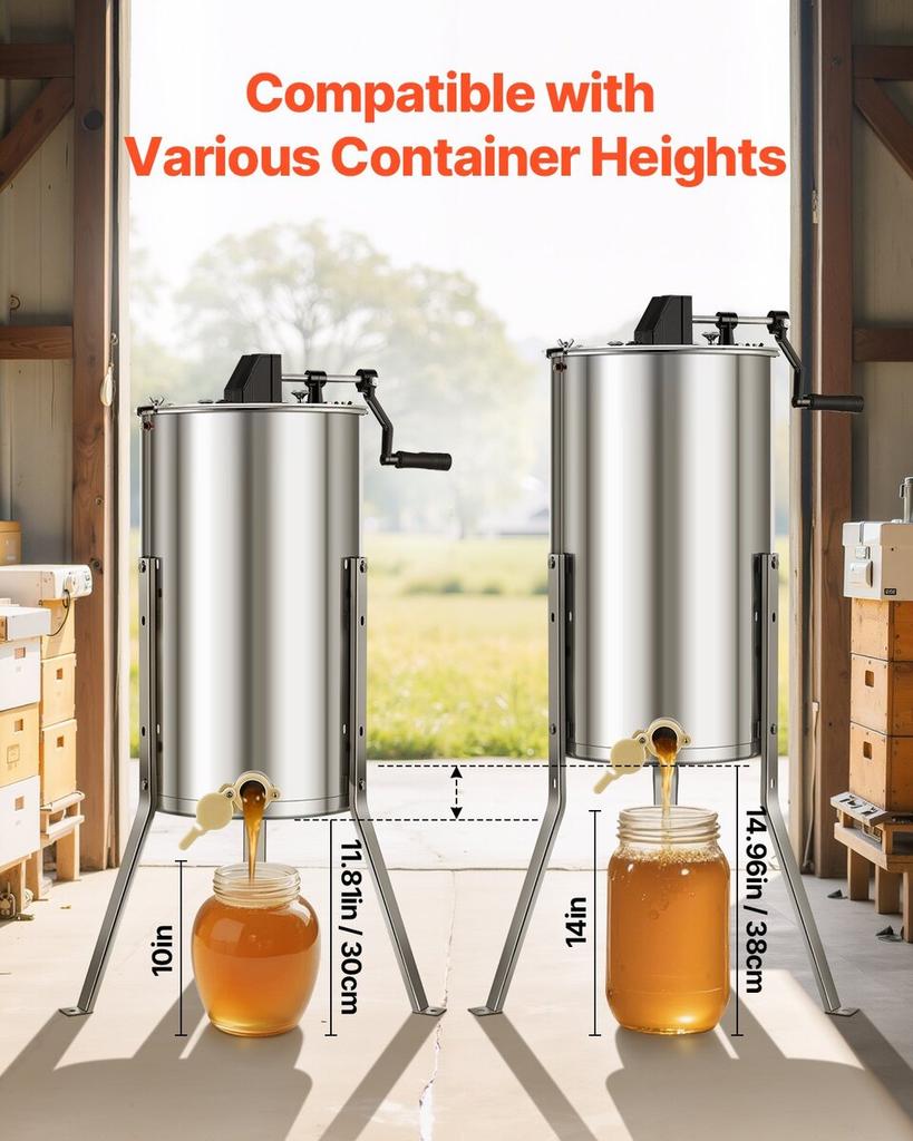 Manual Honey Extractor 2 Frame Honey Spinner Beekeeping Stainless Steel