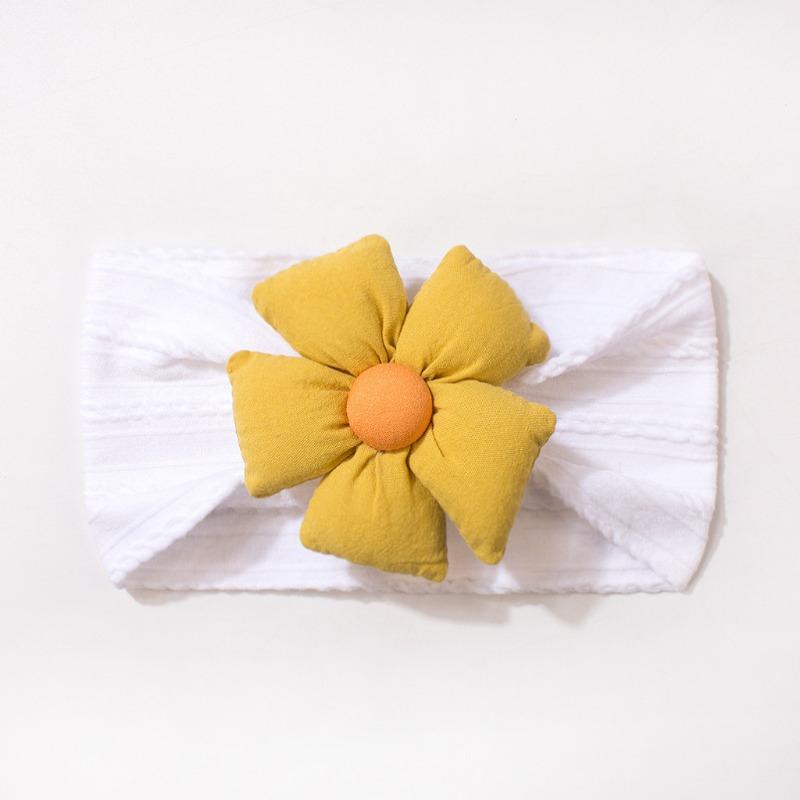 New solid color jacquard children's headband, cute five-petaled flower baby headscarf, thin soft baby hair accessories