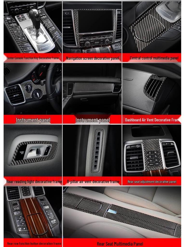 Porsche Panamera Interior Carbon Fiber Kit: Center Console, Steering Wheel, Gearshift & Door Trim