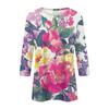 Women's Fashion Casual Three-quarter Sleeve Floral Print Round Neck Top