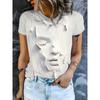 Dam T-shirt 3D 3D Ansiktstryck Mode Dam Kortärmad Rund Hals Casual Bekväm Topp