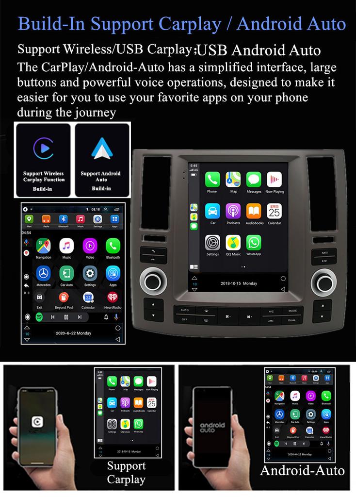 For 2006-2008 INFINITI FX45 FX35 Carplay Stereo Radio GPS Navi Wifi 2+32GB 9.7"