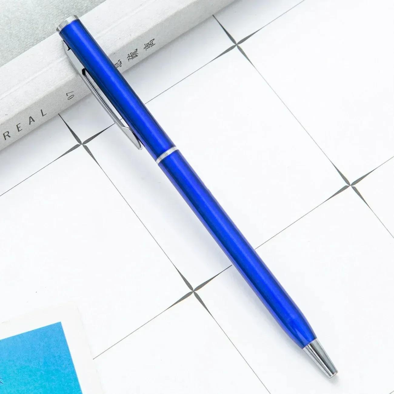 

20-200 Pens Custom LOGO Luxury Metal Ballpoint Pens Gold Silver Rose Gold Black Inks Writing Pen School Office Stationery Supply 20pcs Pens темно-синього кольору