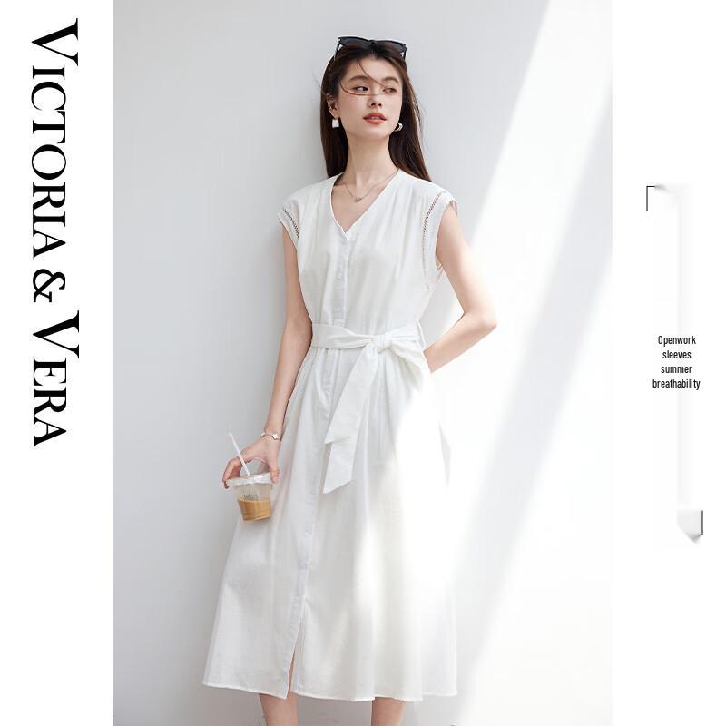VICTORIA&VERA Women s Simple Sleeveless Hollow-out Dress V9013L08 L