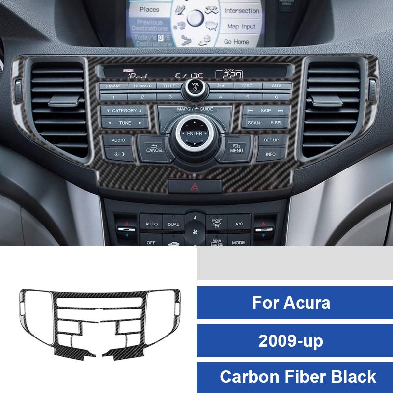 Real  Carbon Fiber Sticker For Acura TSX 2009-up Radio navigation system panel Trim Cover Car Accessories Interior decorative