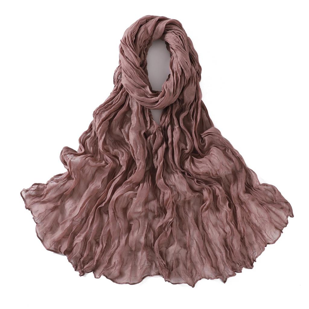 Autumn New Crumpled Scarf For Women Girls Students Solid Color Cotton Voile Thin Scarves Soft Knitting Shawl Female Wrap Shawls