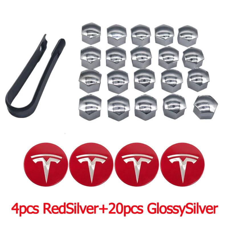 

25pcs/set 56mm for Tesla Model 3 Y X S Car Wheel Center Hub Caps Tire Lug Nut Protective Cover Screw Cap Modified Decoration 25pcs