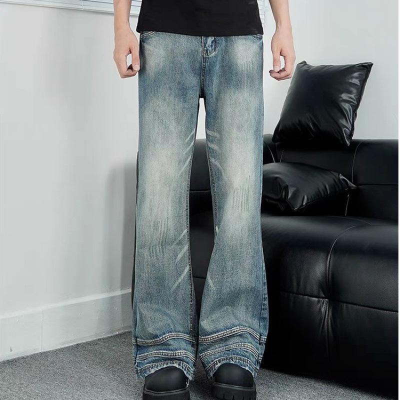 JYL Men s Flare Jeans American Trendy Summer Reverse Pocket High-Street Denim 2XL