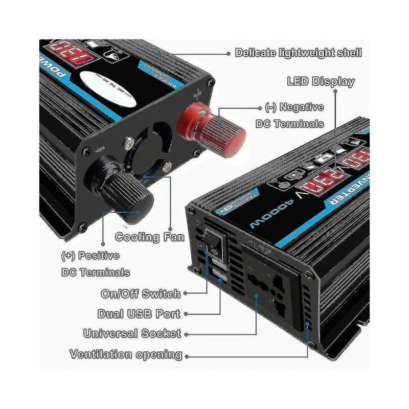 Convertitore 4000W 12V 220V Inverter a Onda Sinusoidale Pura Trasformatore a Onda Sinusoidale Pura con Telecomando &