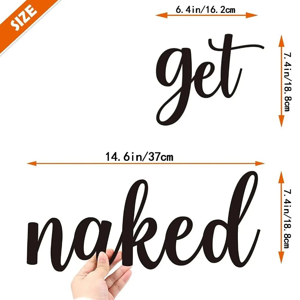 

Получите голую ванную комнату Декор стены черные металлические буквы для дома Наклейка для гостиной или ванной комнаты, элегантное и веселое украшение стены чёрный