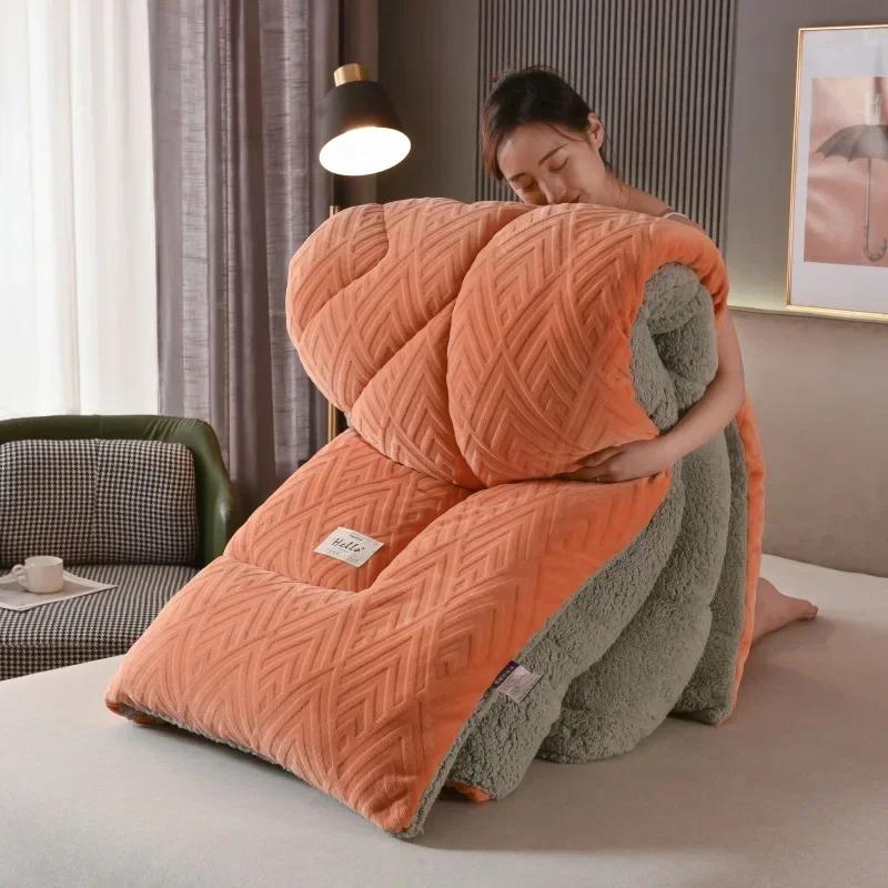 

Супер Теплое Одеяло из Овечьей Шерсти Зимнее Утолщенное Хлопковое Одеяло Теплое Хлопковое Двустороннее Бархатное Мягкое Очень Большое Одеяло 110x150cm 1.5kg