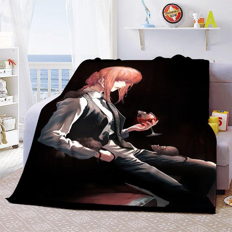Makima Kawaii Girl Chainsaw Man Überwurfdecke Anime Schlafzimmer Sofabezug dünne Decke Halloween Weihnachtsgeschenk Home Room Decor