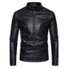 Mens PU Leather Biker Jacket Stand Collar Slim Fit Casual Motorcycle Coat