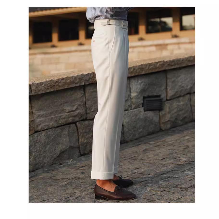 2026 Italian Slim-Fit Men's Business Casual High-Waisted Dress Pants for Autumn and Spring